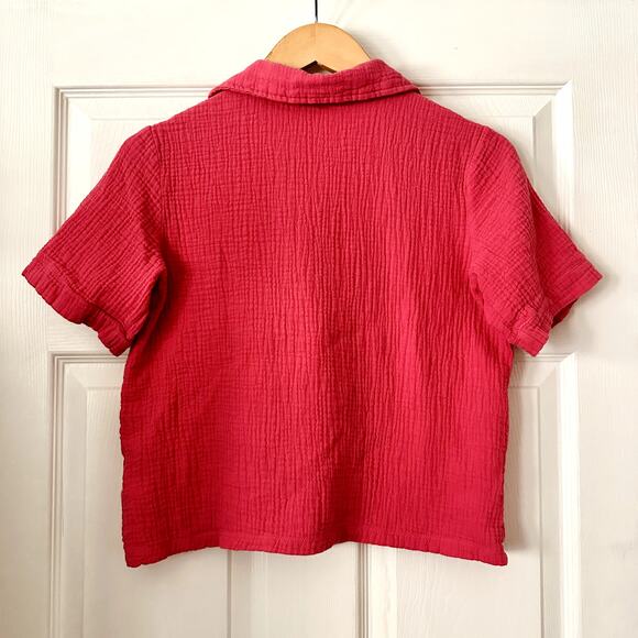 Sincerely Jules Top Womens M Pink Cotton Button Down - Picture 4 of 4